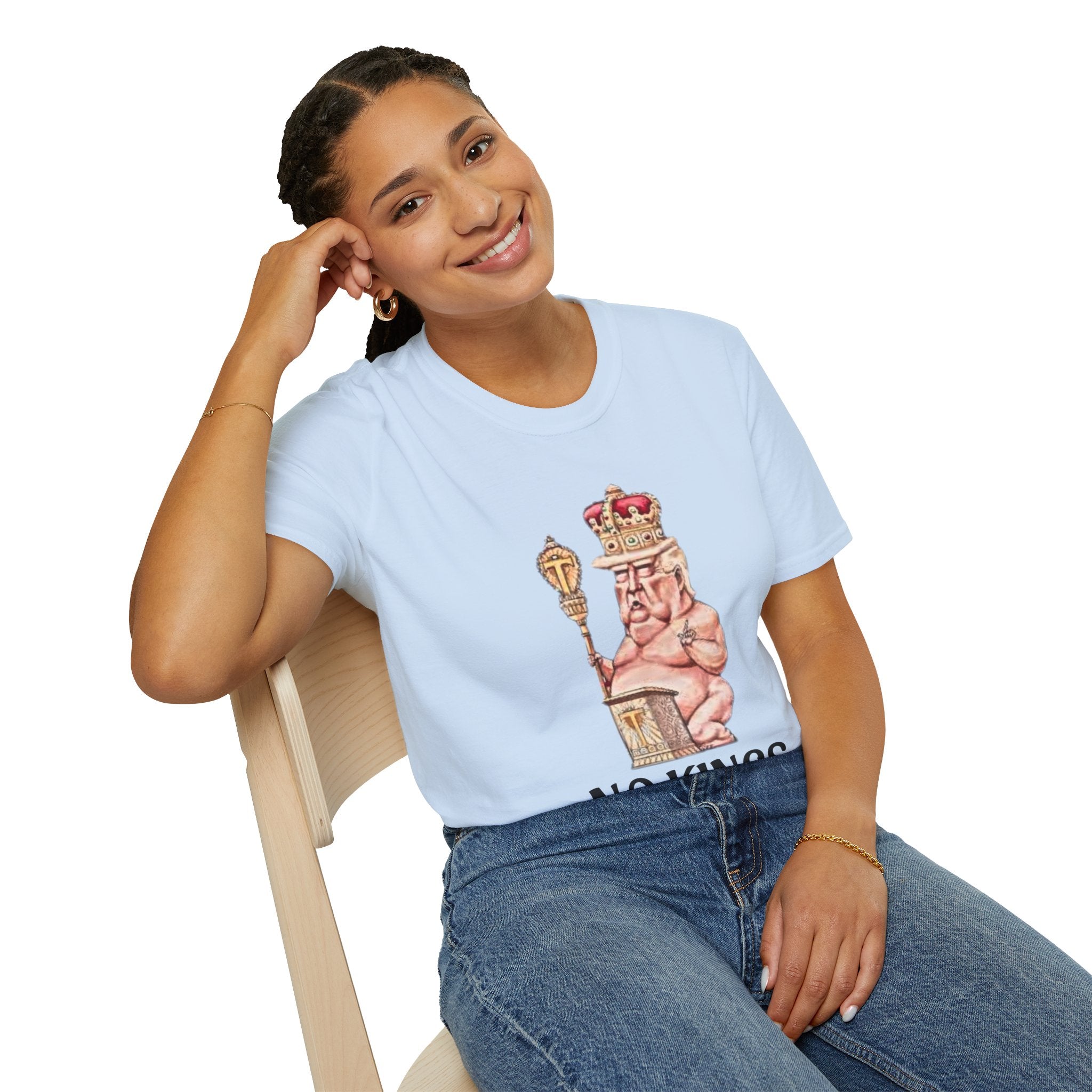 No Kings Political T-Shirt —  Sleeping Naked King Illustration Tee