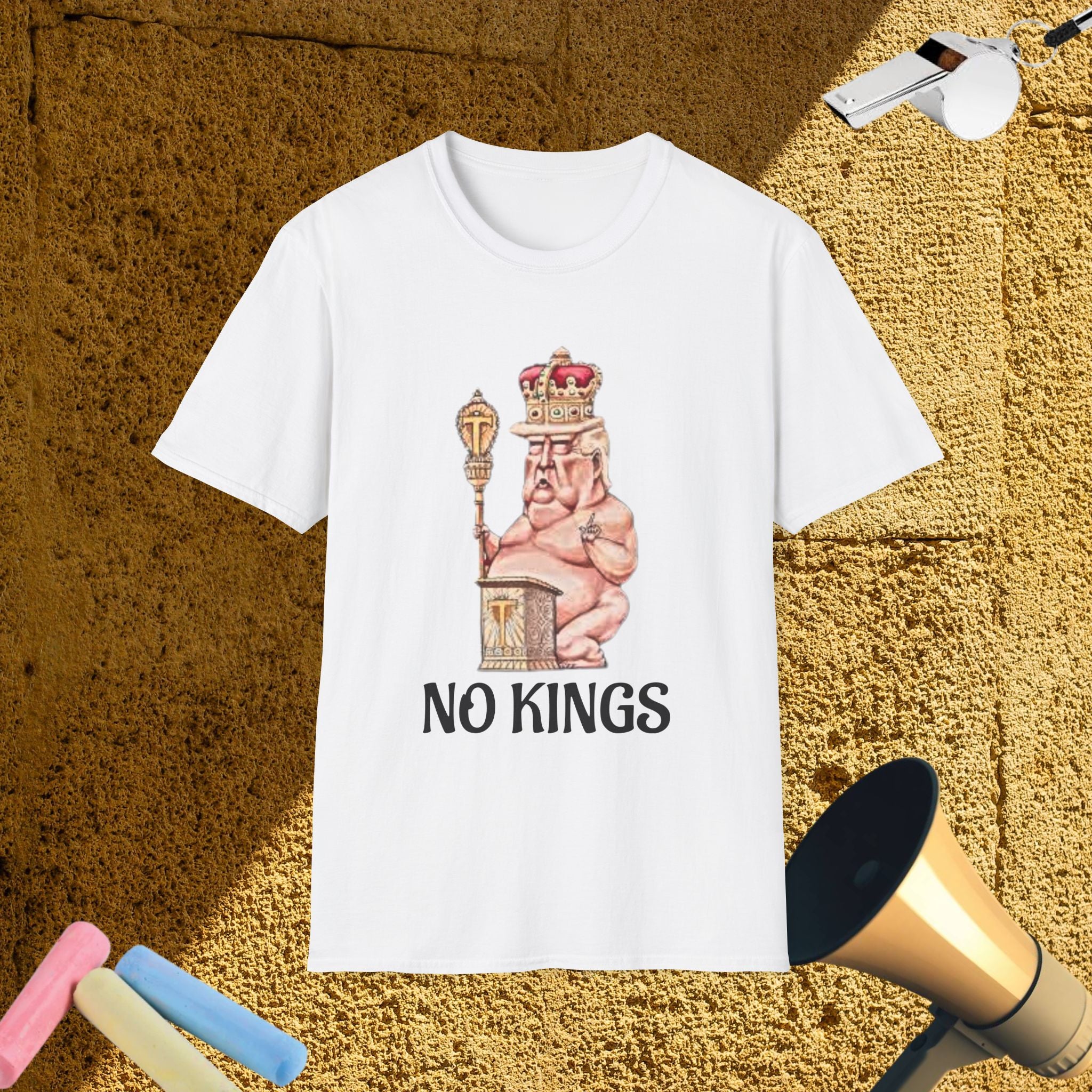No Kings Political T-Shirt —  Sleeping Naked King Illustration Tee