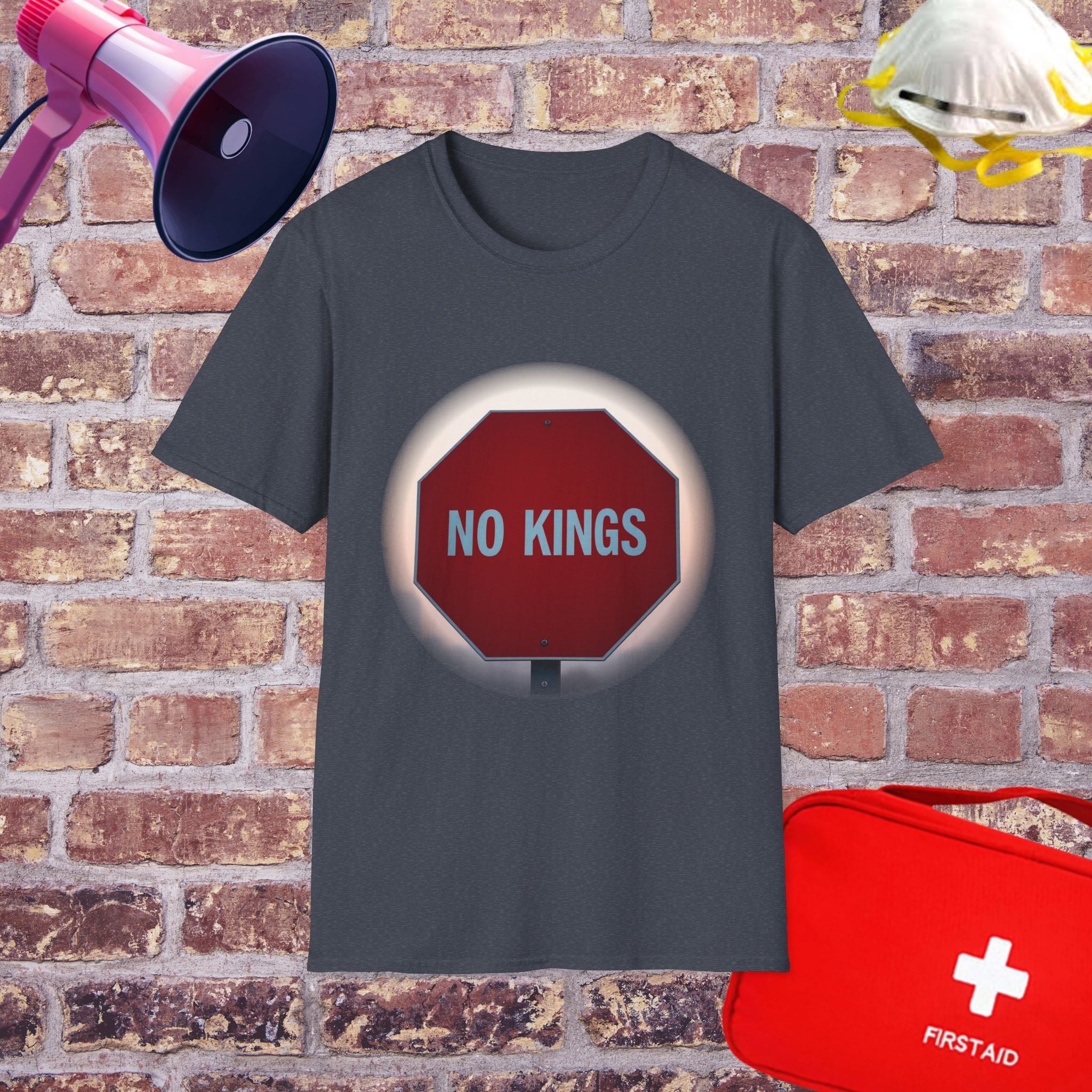 No Kings Stop Sign Graphic T-Shirt — Political Protest Streetwear Tee
