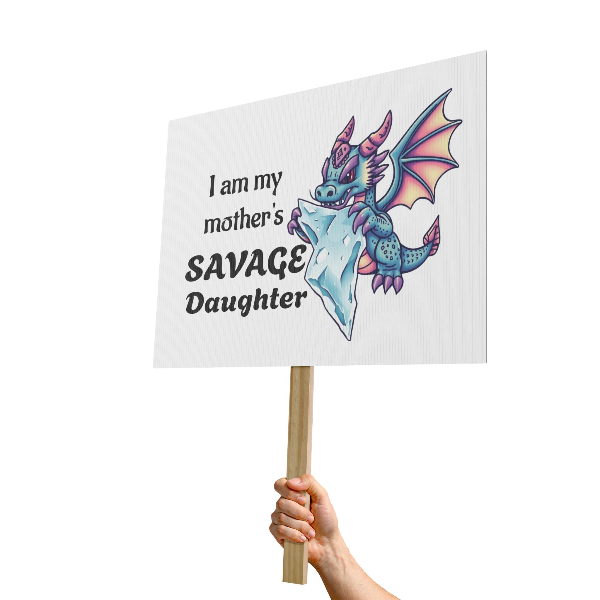 Protest Sign for Political and Community Rallies - Baby Dragon Chomping on Ice Cube