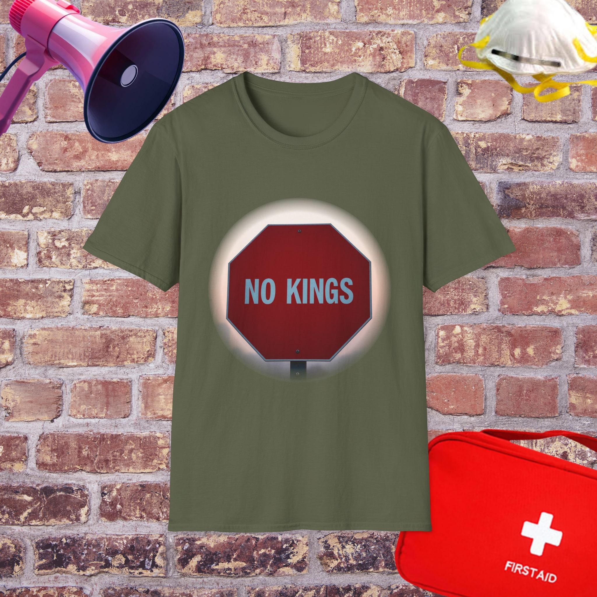 No Kings Stop Sign Graphic T-Shirt — Political Protest Streetwear Tee