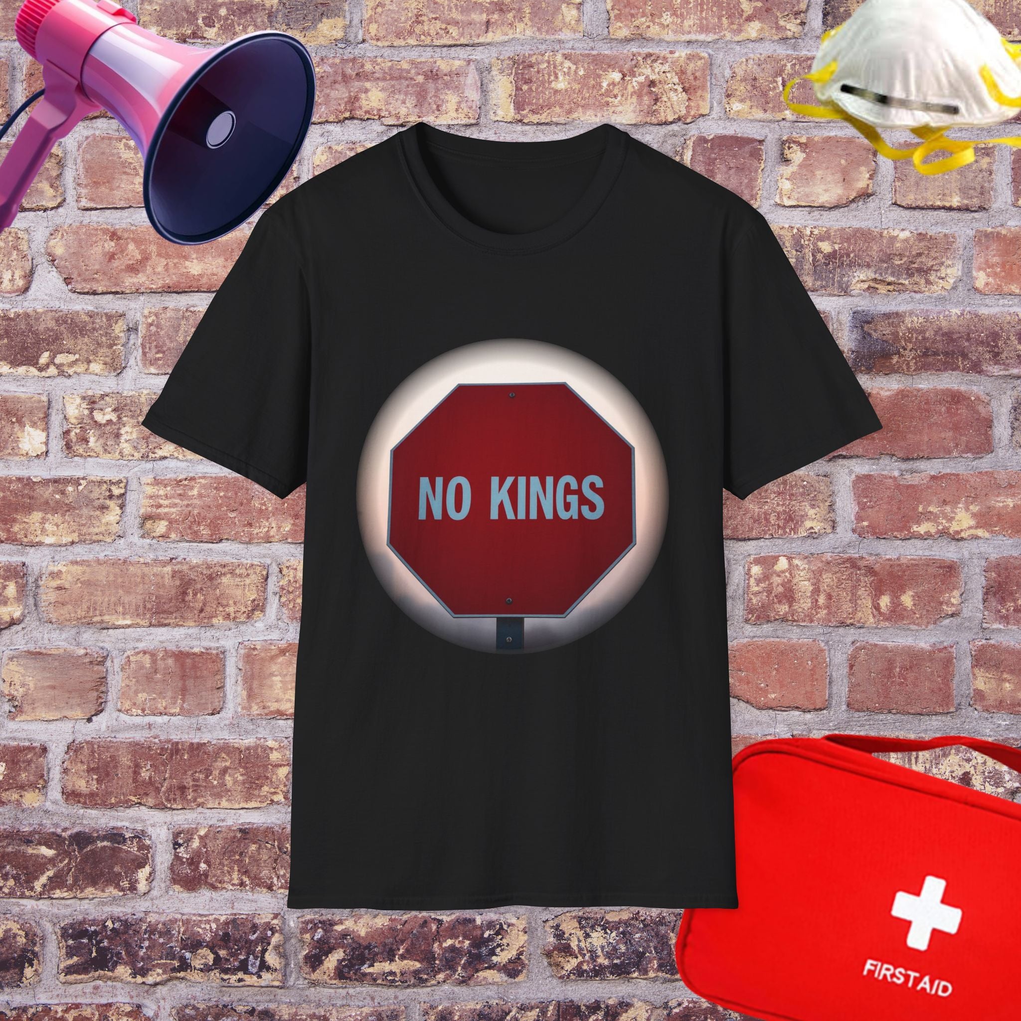 No Kings Stop Sign Graphic T-Shirt — Political Protest Streetwear Tee