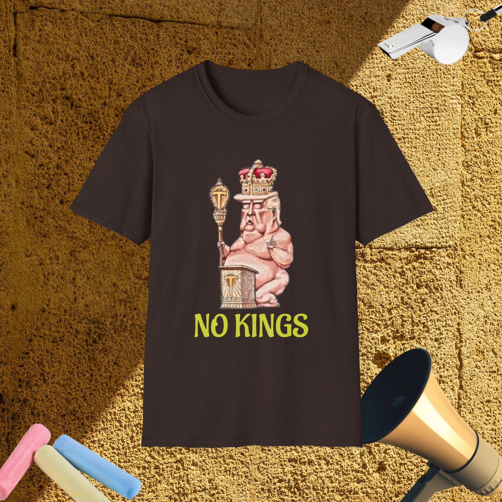 No Kings Political T-Shirt —  Sleeping Naked King Illustration Tee