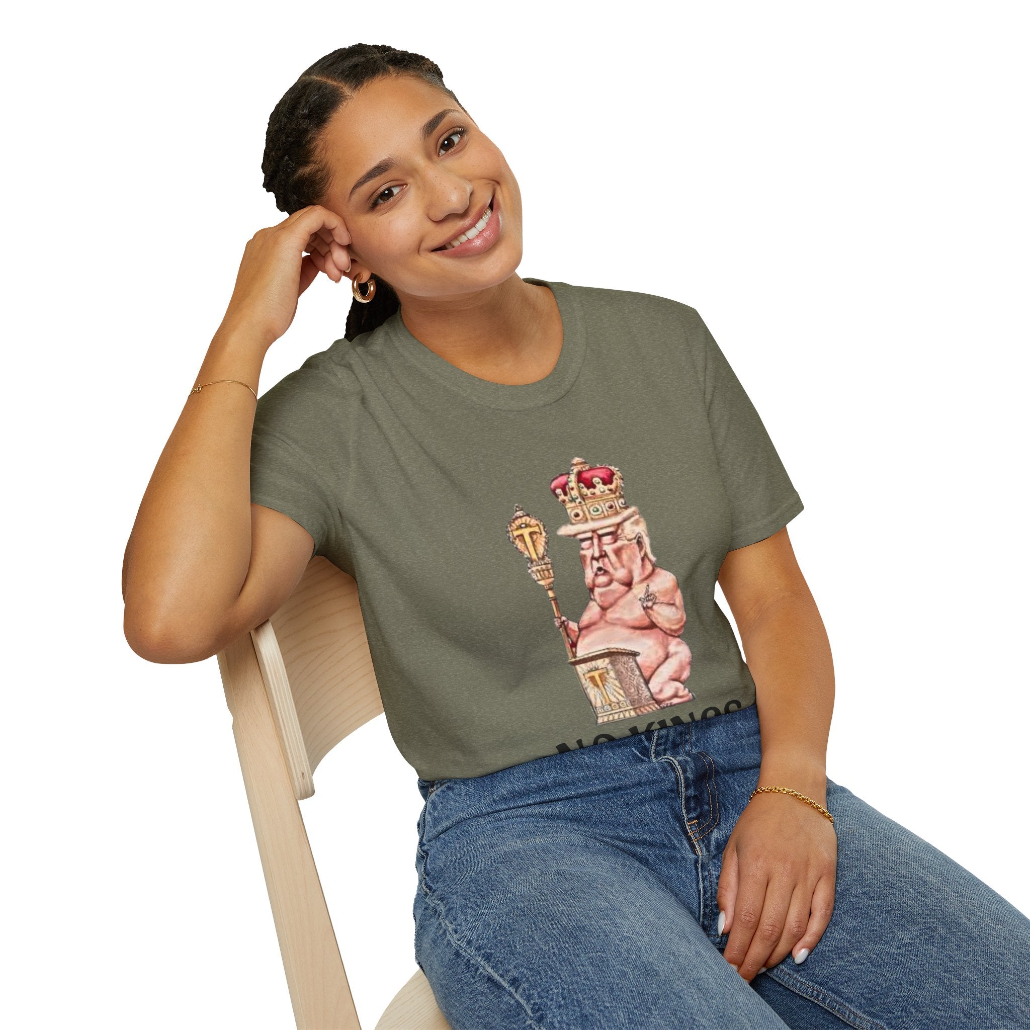 No Kings Political T-Shirt —  Sleeping Naked King Illustration Tee