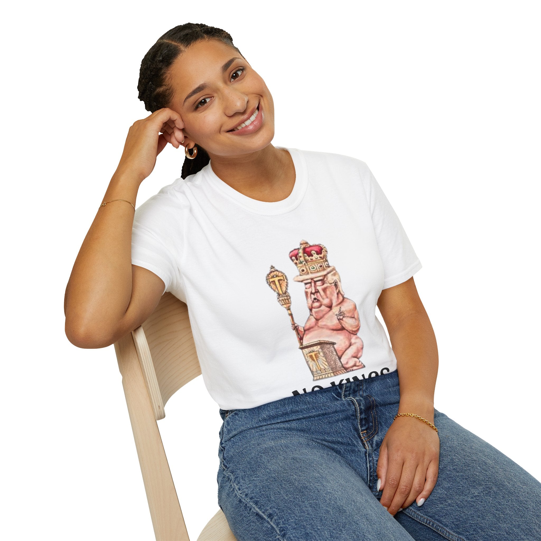 No Kings Political T-Shirt —  Sleeping Naked King Illustration Tee