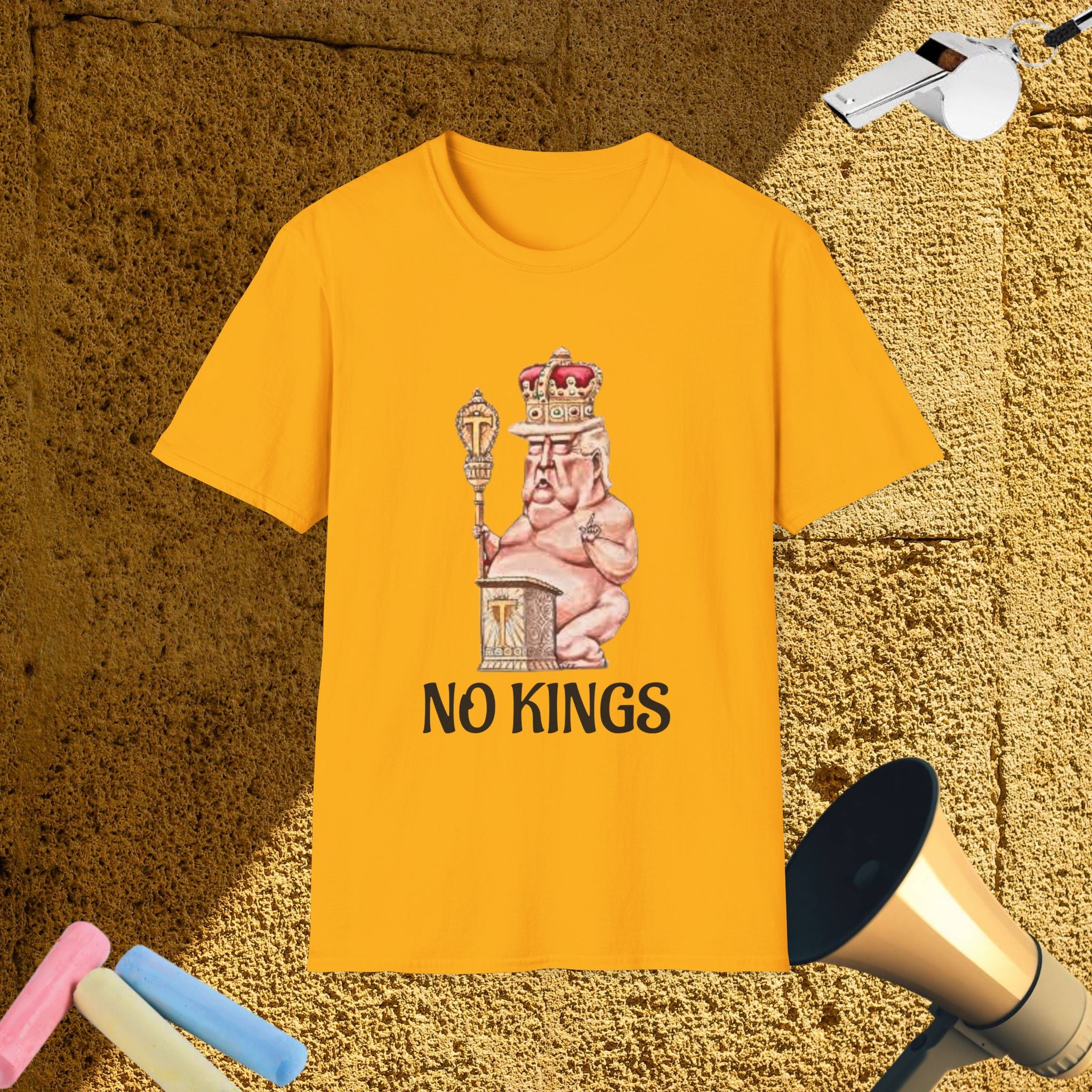 No Kings Political T-Shirt —  Sleeping Naked King Illustration Tee