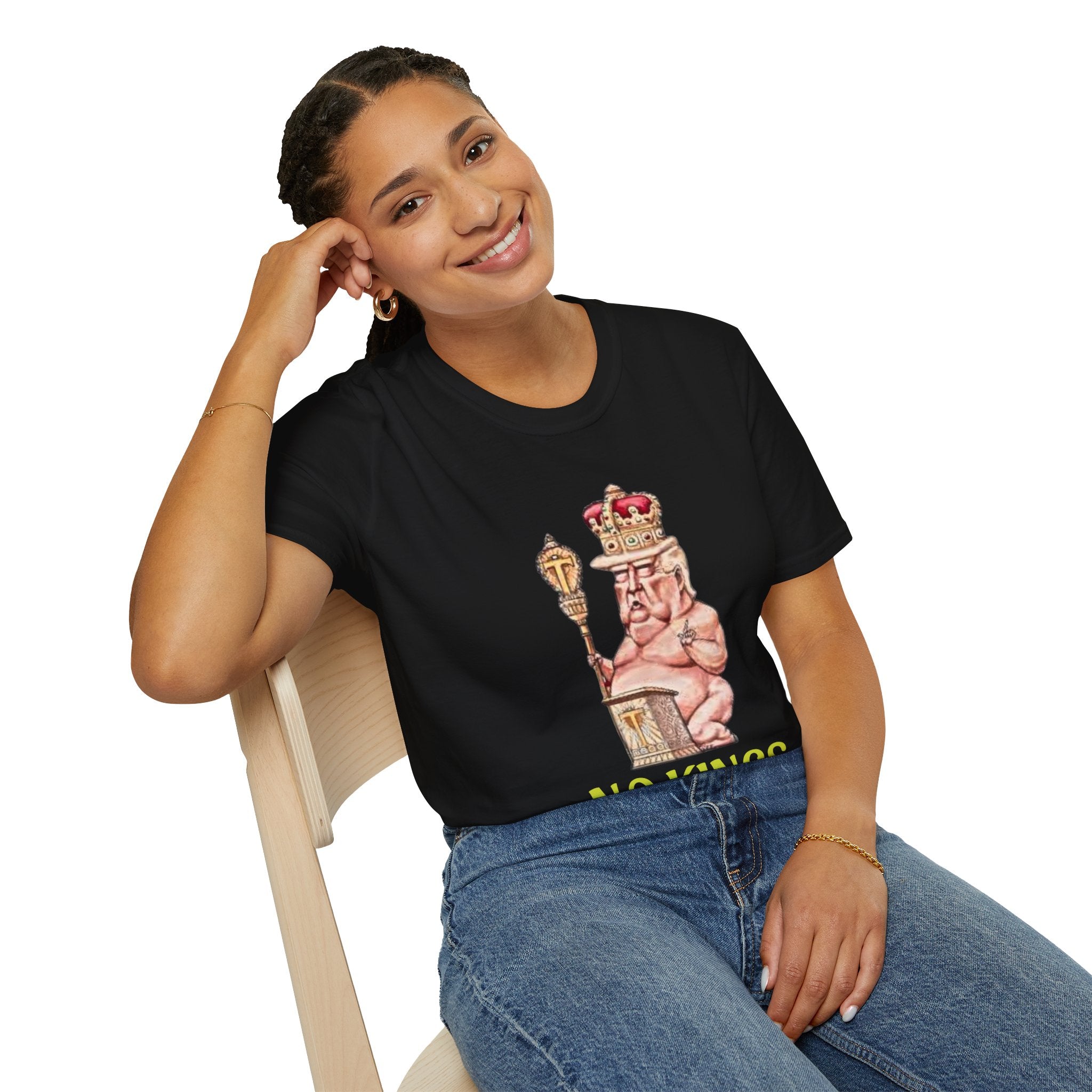 No Kings Political T-Shirt —  Sleeping Naked King Illustration Tee