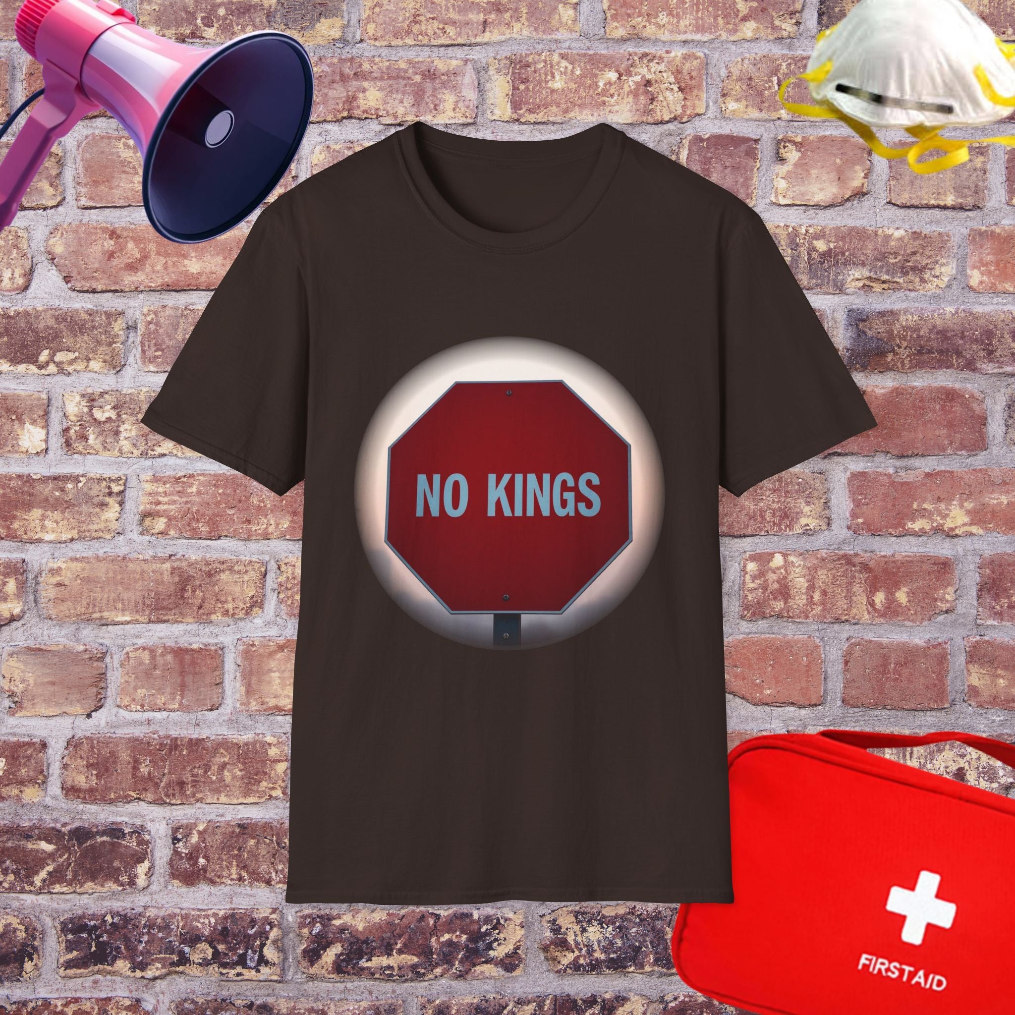 No Kings Stop Sign Graphic T-Shirt — Political Protest Streetwear Tee
