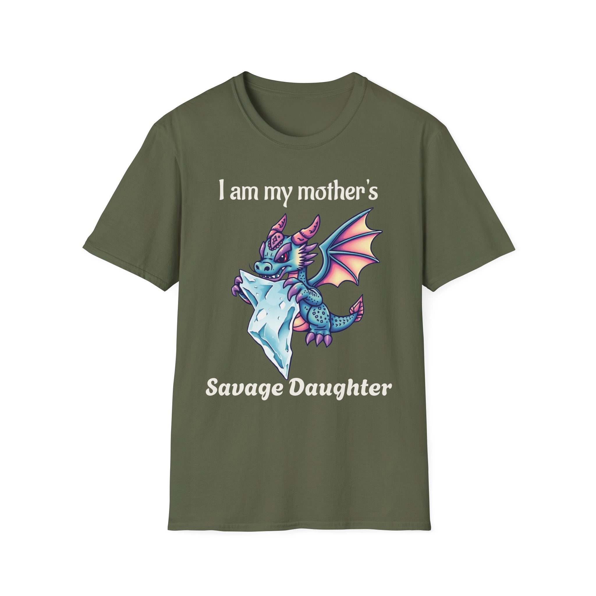 T-Shirt with Attitude - Baby Dragon Chomping Ice Cube 'I am my mother's daughter'