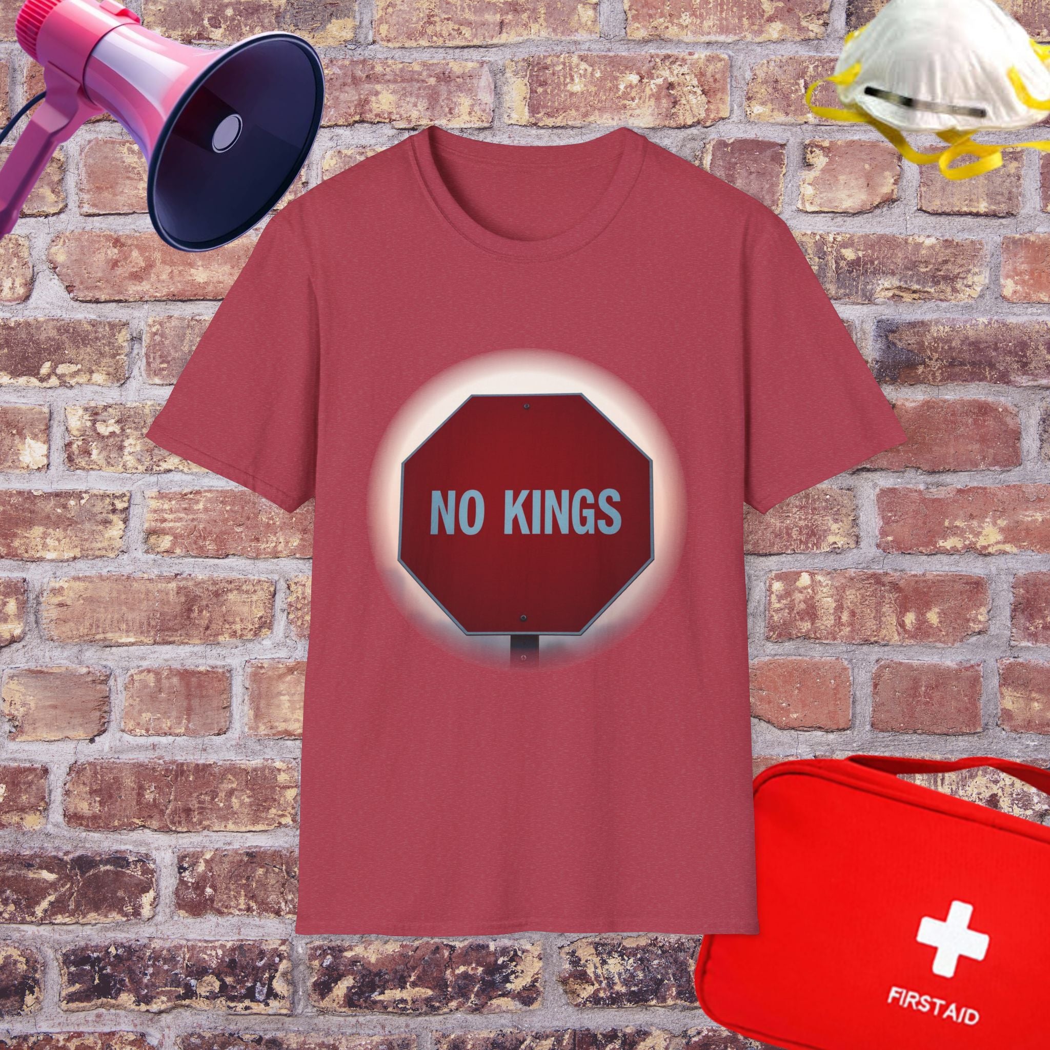 No Kings Stop Sign Graphic T-Shirt — Political Protest Streetwear Tee