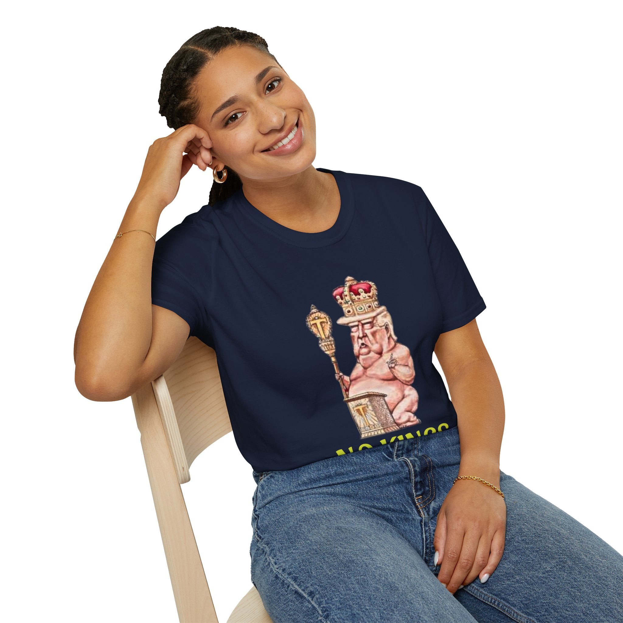 No Kings Political T-Shirt —  Sleeping Naked King Illustration Tee
