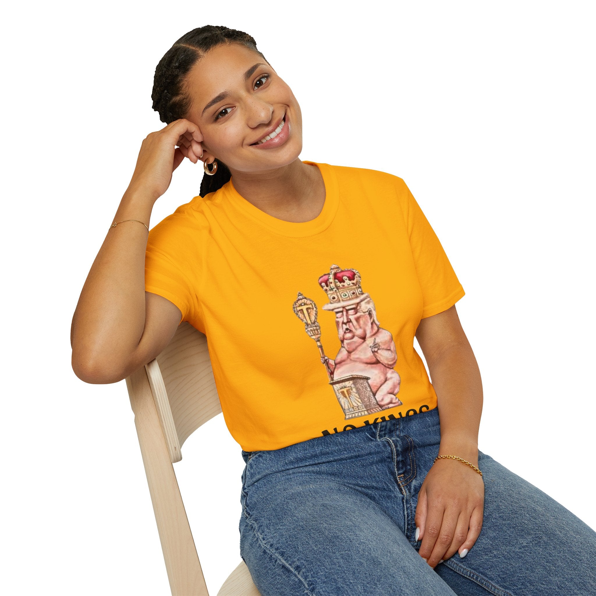 No Kings Political T-Shirt —  Sleeping Naked King Illustration Tee